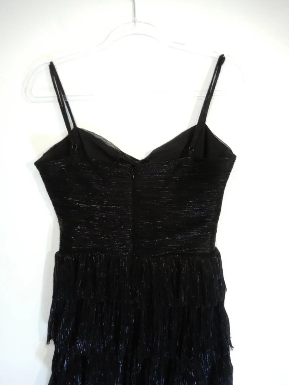 Gianni Bini Grace DRESS Sz 6 Metallic Plisse Sweetheart Neck Cut-Out Tiered NEW - Picture 10 of 11